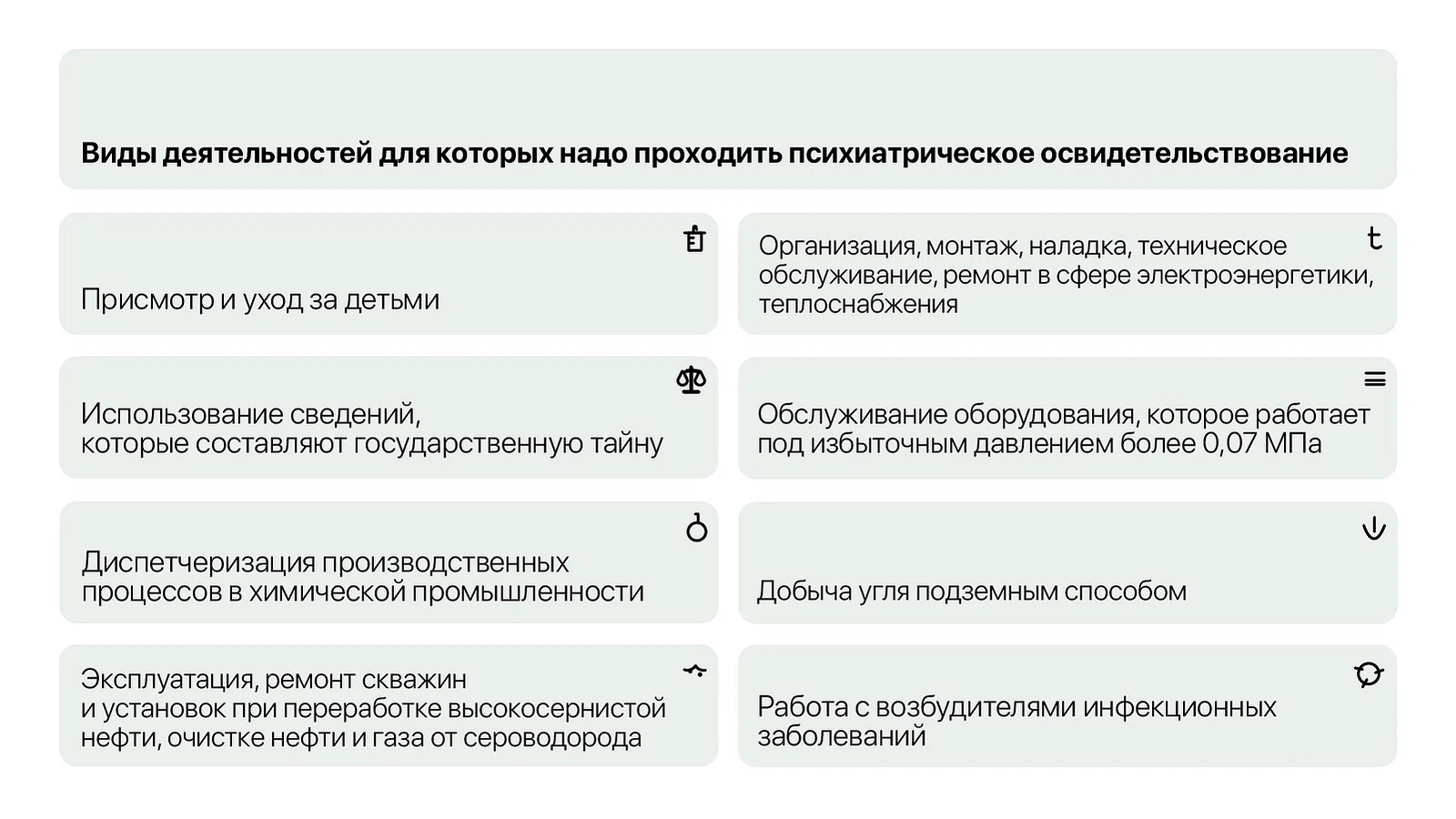 Перечень профессий для психиатрического освидетельствования